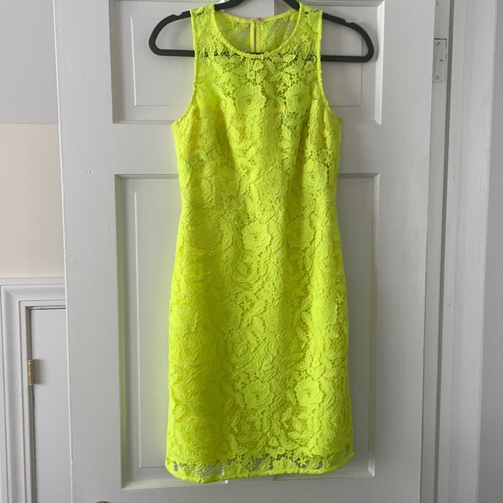 Jcrew Neon Yellow lace dress
